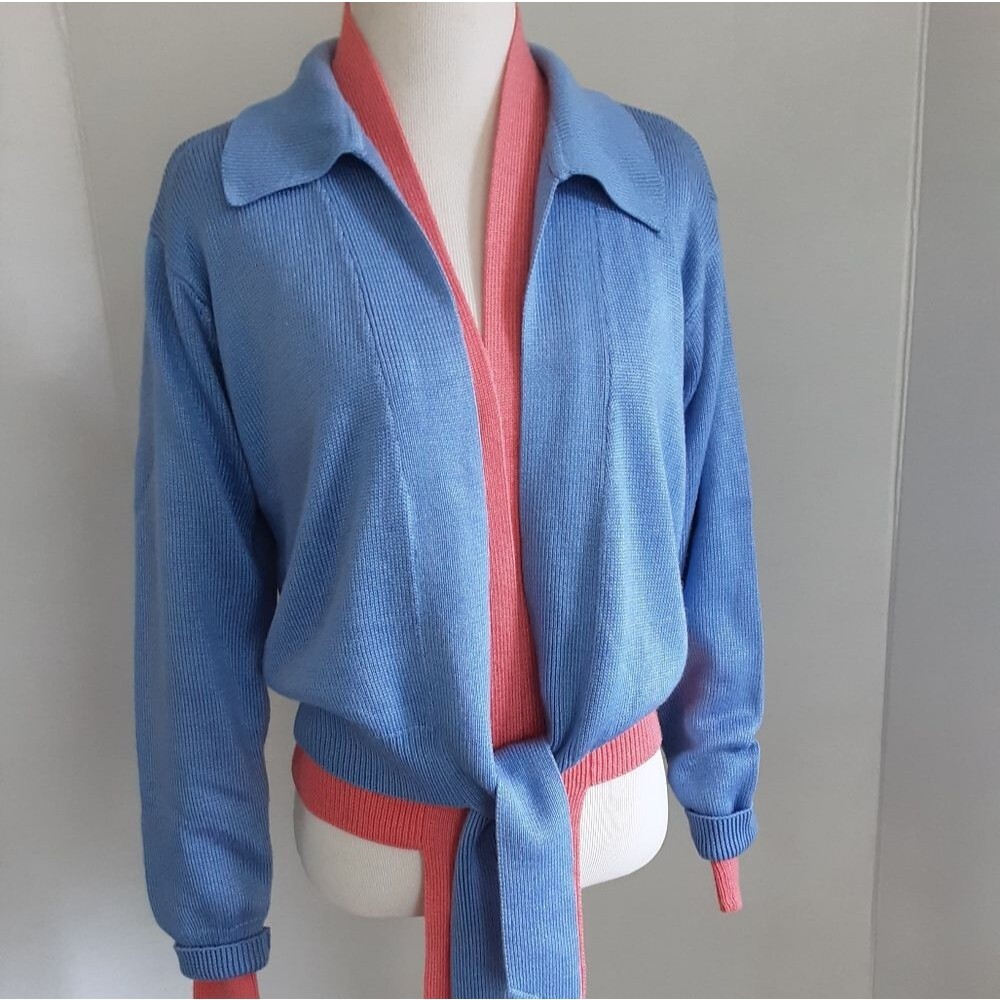 VTG 2 PIECE BUNDLE FIA ITALIA HANDLOOMED CORAL & PERIWINKLECROP CARDIAG